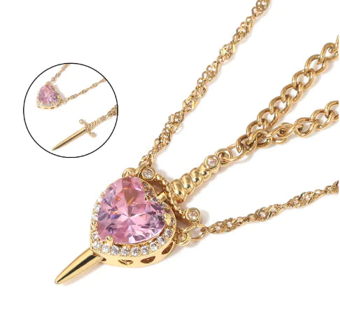 Sorella™ Heart & Sword Layered Necklace (One Set)